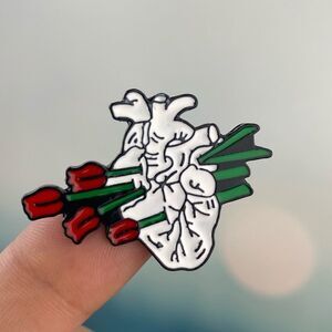 Innocent Roses White Heart Enamel Pin/ Brooch Lapel